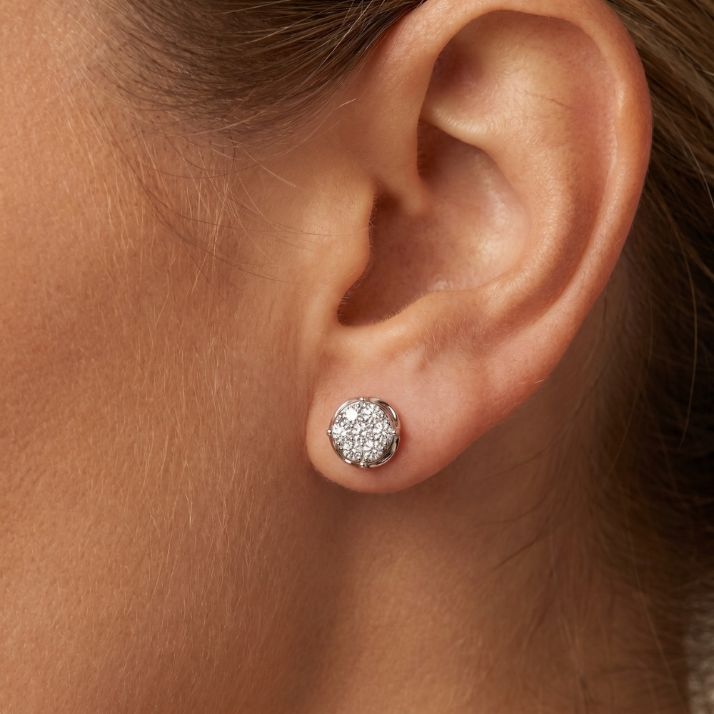 1 - 2 3/4Ct Diamond 7-Stone Stud Earrings White, Yellow, or Rose Gold Lab Grown (E-F, VS)