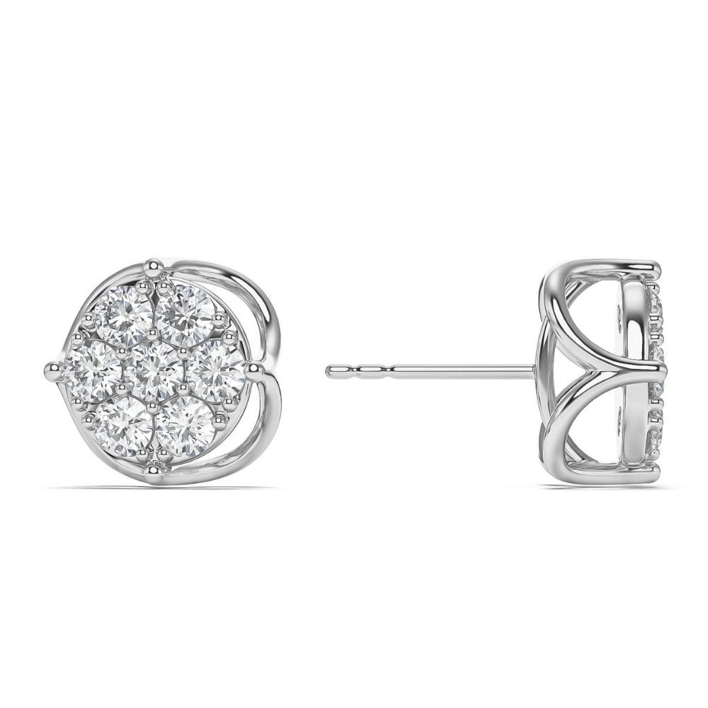 1 - 2 3/4Ct Diamond 7-Stone Stud Earrings White, Yellow, or Rose Gold Lab Grown (E-F, VS)