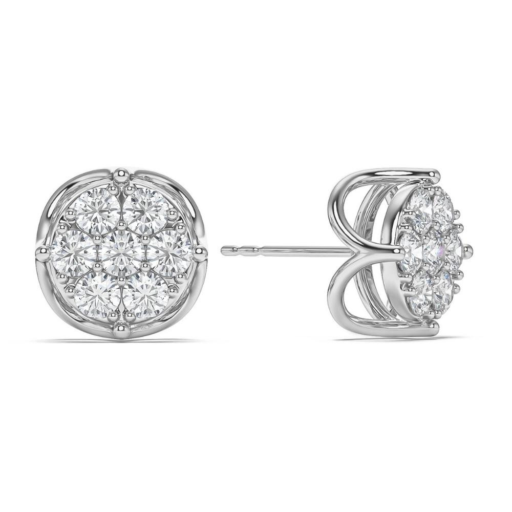 1 - 2 3/4Ct Diamond 7-Stone Stud Earrings White, Yellow, or Rose Gold Lab Grown (E-F, VS)