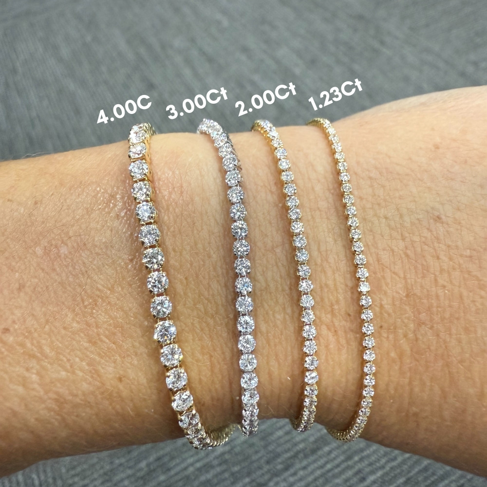 1.23 - 4.00Ct TW Diamond Tennis Bracelet 7" 14k Gold Lab Grown (E-F, VS)