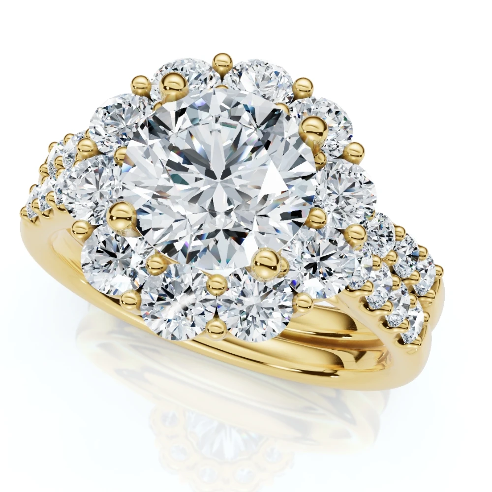 Certified 3ct Halo Diamond Engagement Wedding Ring Set 14k Gold Lab Grown (G-H, VS2-SI1)