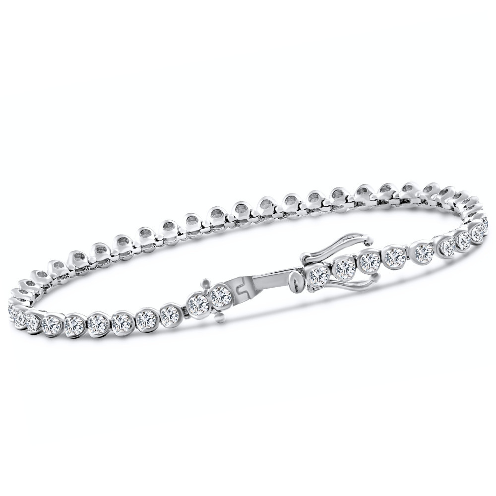 5Ct Diamond Half Bezel Tennis Bracelet 14k White or Yellow Gold 7" Lab Grown (F-G, VS)