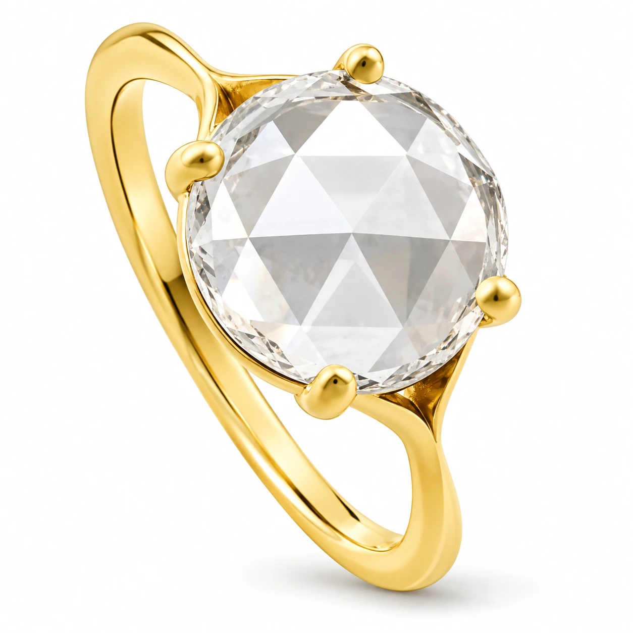 1 - 4Ct Rose Cut Solitaire Diamond Corset Engagement Ring 14k Gold Lab Grown (F-G, VS2-SI1)