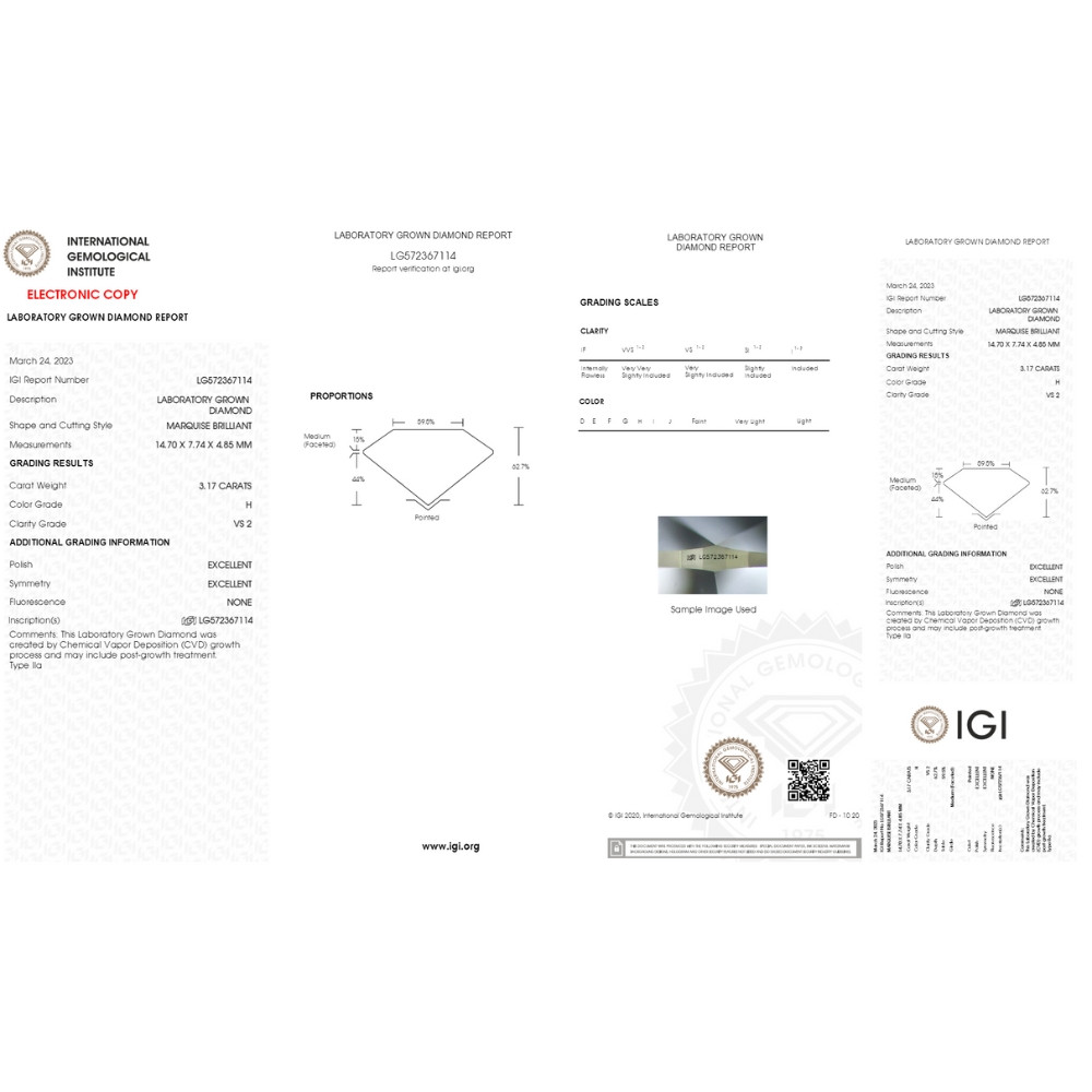 Certified 2 - 6Ct Marquise Solitaire Diamond Engagement Ring 14k Gold Lab Grown (G-H, VS2-SI1)