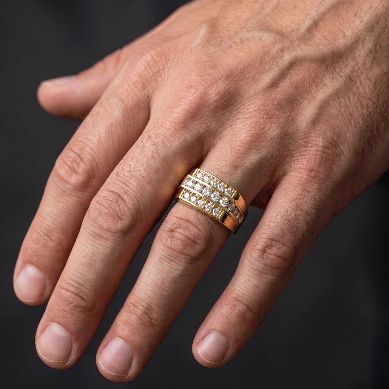 1 1/2Ct Men's Diamond Wedding Annivesary Ring Gold Lab Grown (F-G, VS)