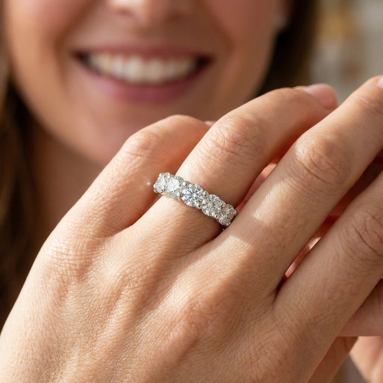 5Ct Diamond Eternity Wedding Ring U Prong Anniversary Band 14k Gold Lab Grown (F-G, VS)