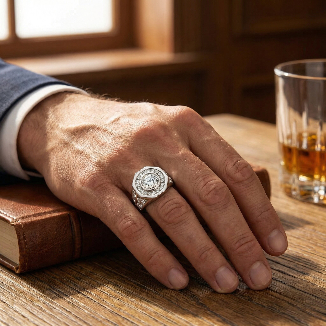 Men's 8 1/2Ct Diamond Hexagon Ring