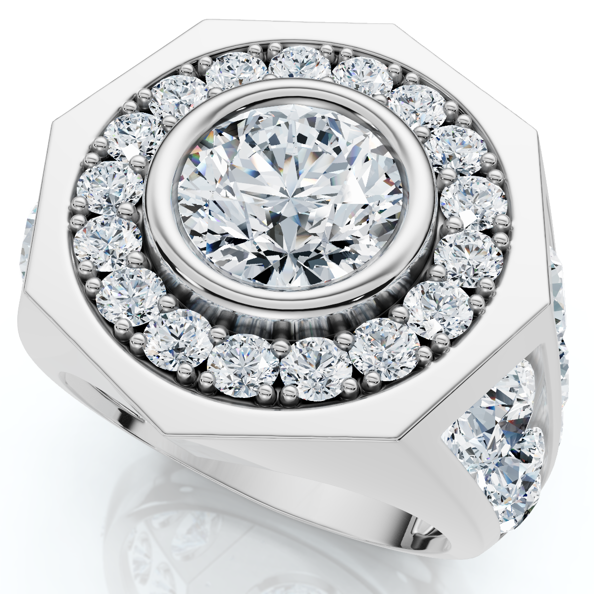 Men's 8 1/2Ct Diamond Hexagon Anniversary Pinkie Ring Gold Lab Grown (F-G, VS2-SI1)