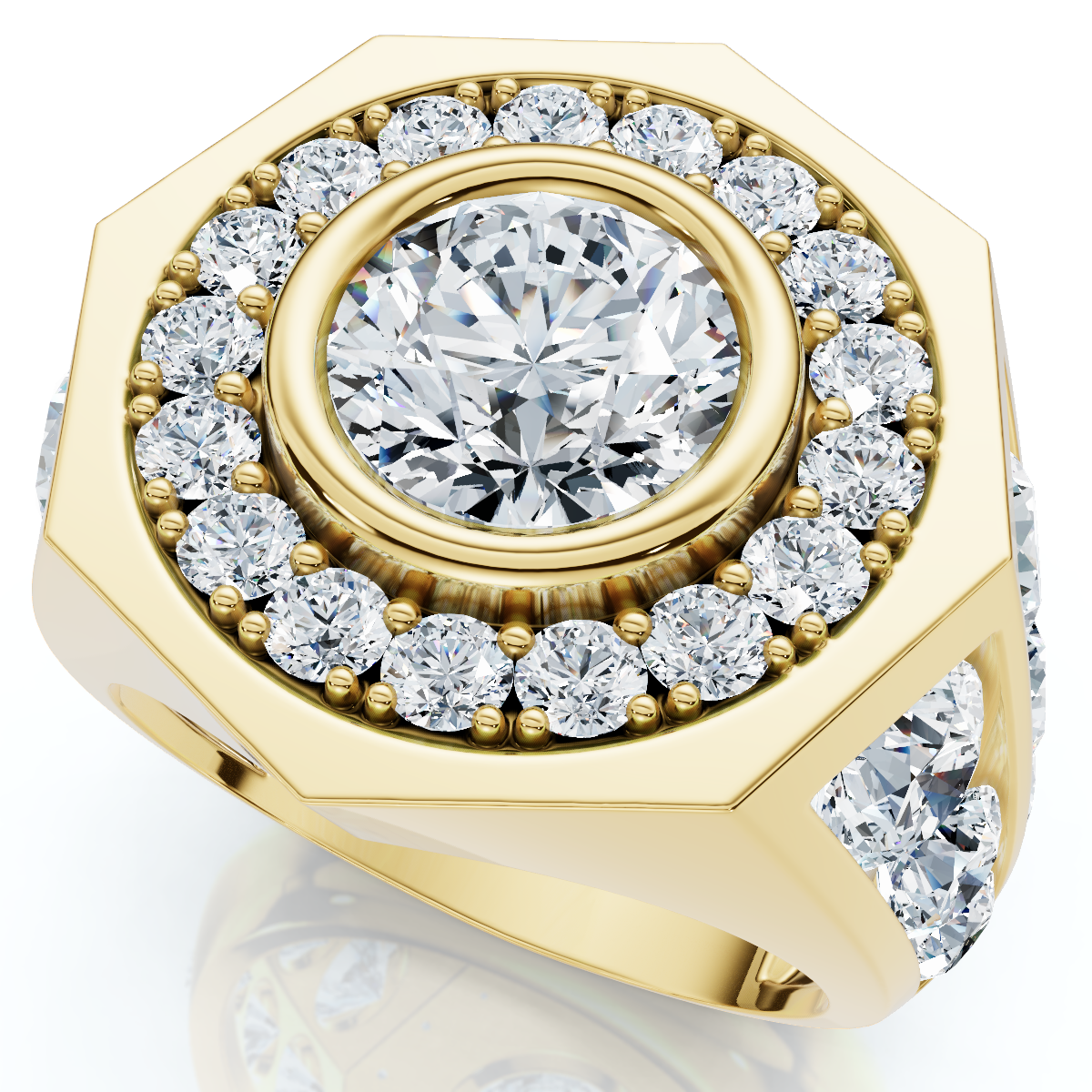 Men's 8 1/2Ct Diamond Hexagon Anniversary Pinkie Ring Gold Lab Grown (F-G, VS2-SI1)