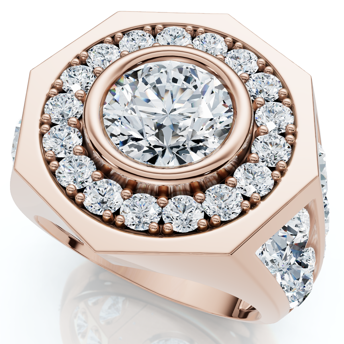 Men's 8 1/2Ct Diamond Hexagon Anniversary Pinkie Ring Gold Lab Grown (F-G, VS2-SI1)