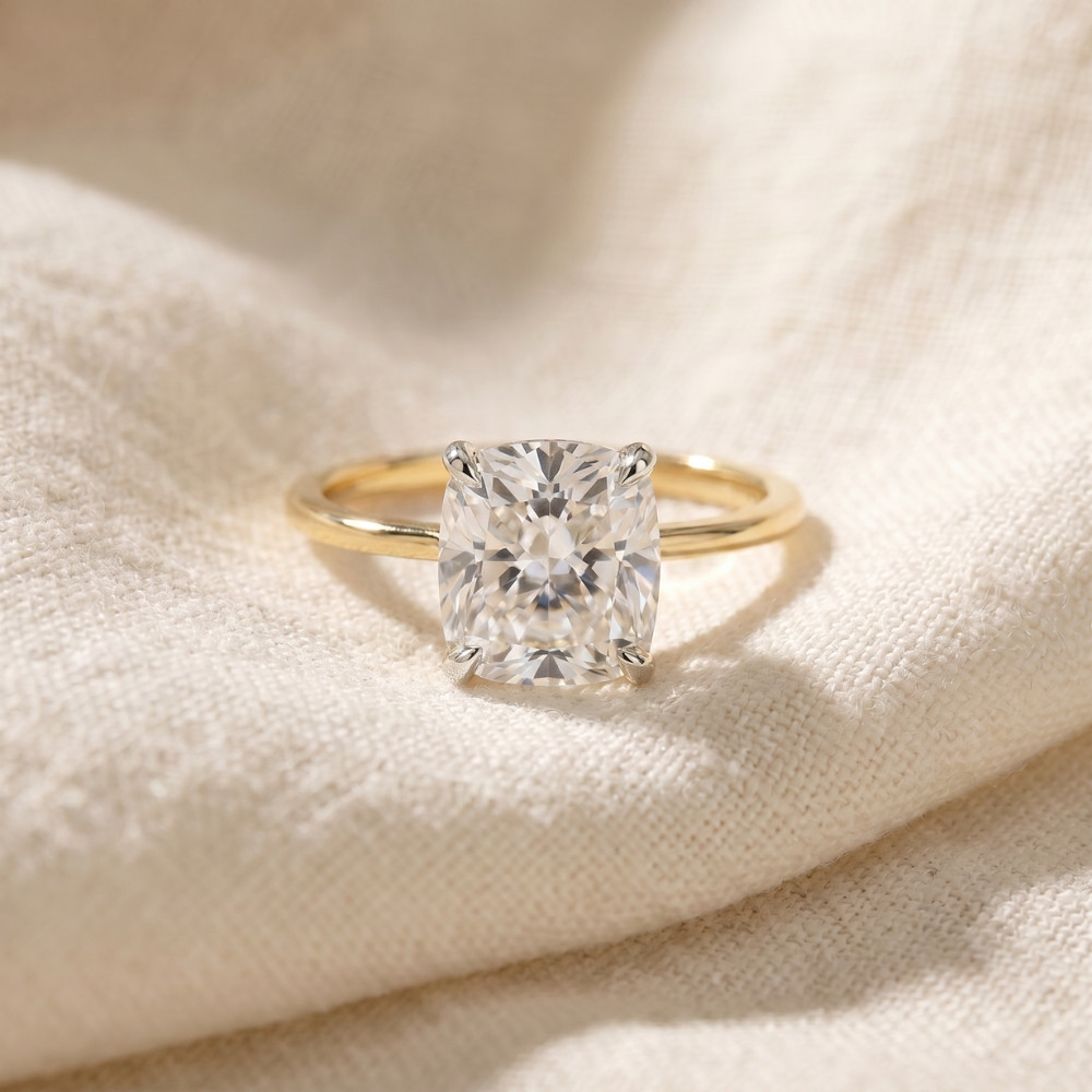 Certified 1 - 5 Ct Cushion Solitaire Diamond Engagement Ring 14k Gold Lab Grown (G-H, VS2-SI1)