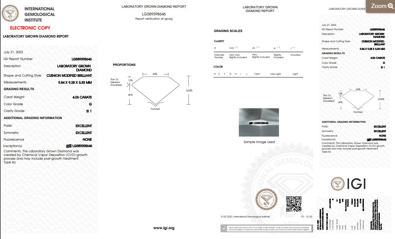 Certified 1 - 5 Ct Cushion Solitaire Diamond Engagement Ring 14k Gold Lab Grown (G-H, VS2-SI1) Certified 1 - 5 Ct Cushion Solitaire Diamond Engagement Ring 14k Gold Lab Grown (G-H, VS2-SI1)