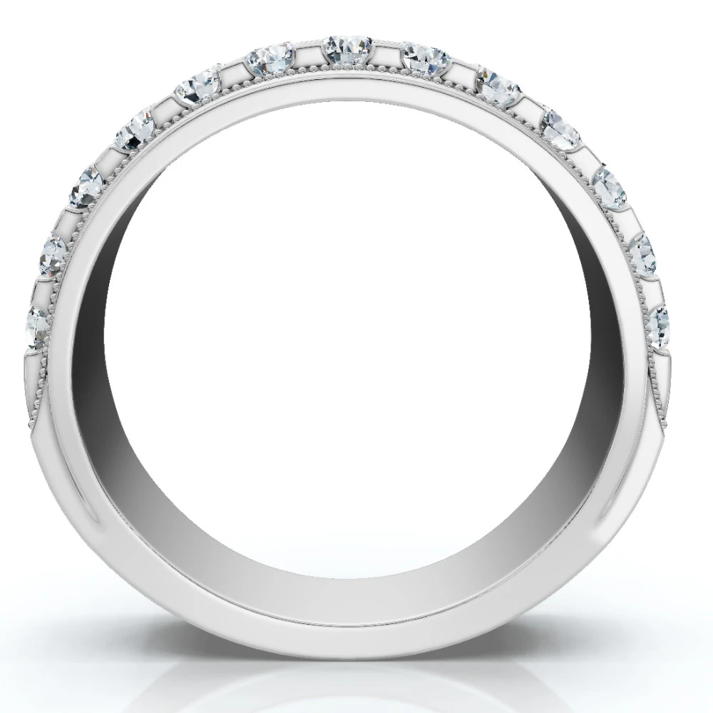 2Ct Men's Diamond Double Row Wedding Ring Polished Band in White or Yellow Gold (G-H, I2-I3)