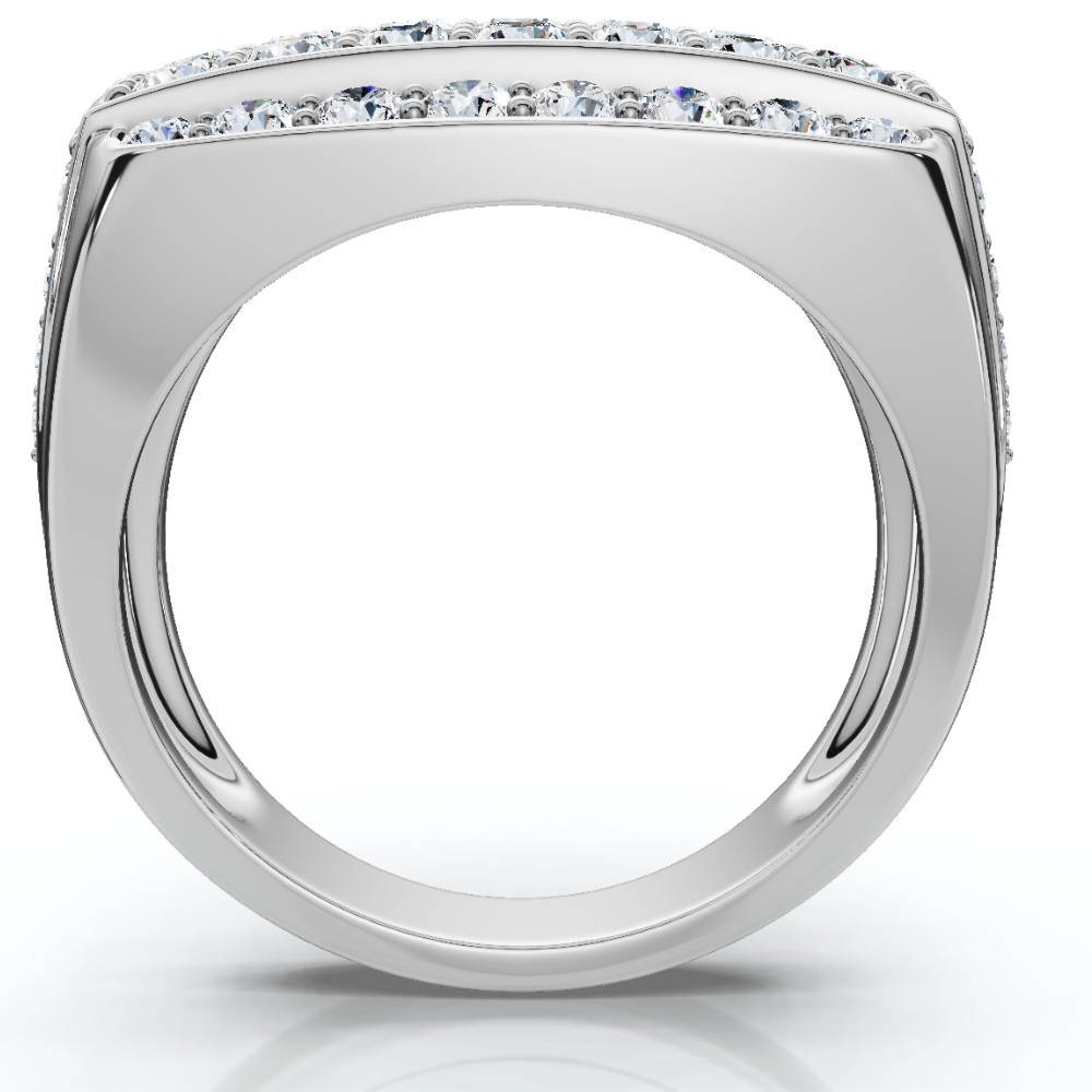 3Ct Wide Diamond Men's Ring 14k White or Yellow Gold Lab Grown (G-H, VS)