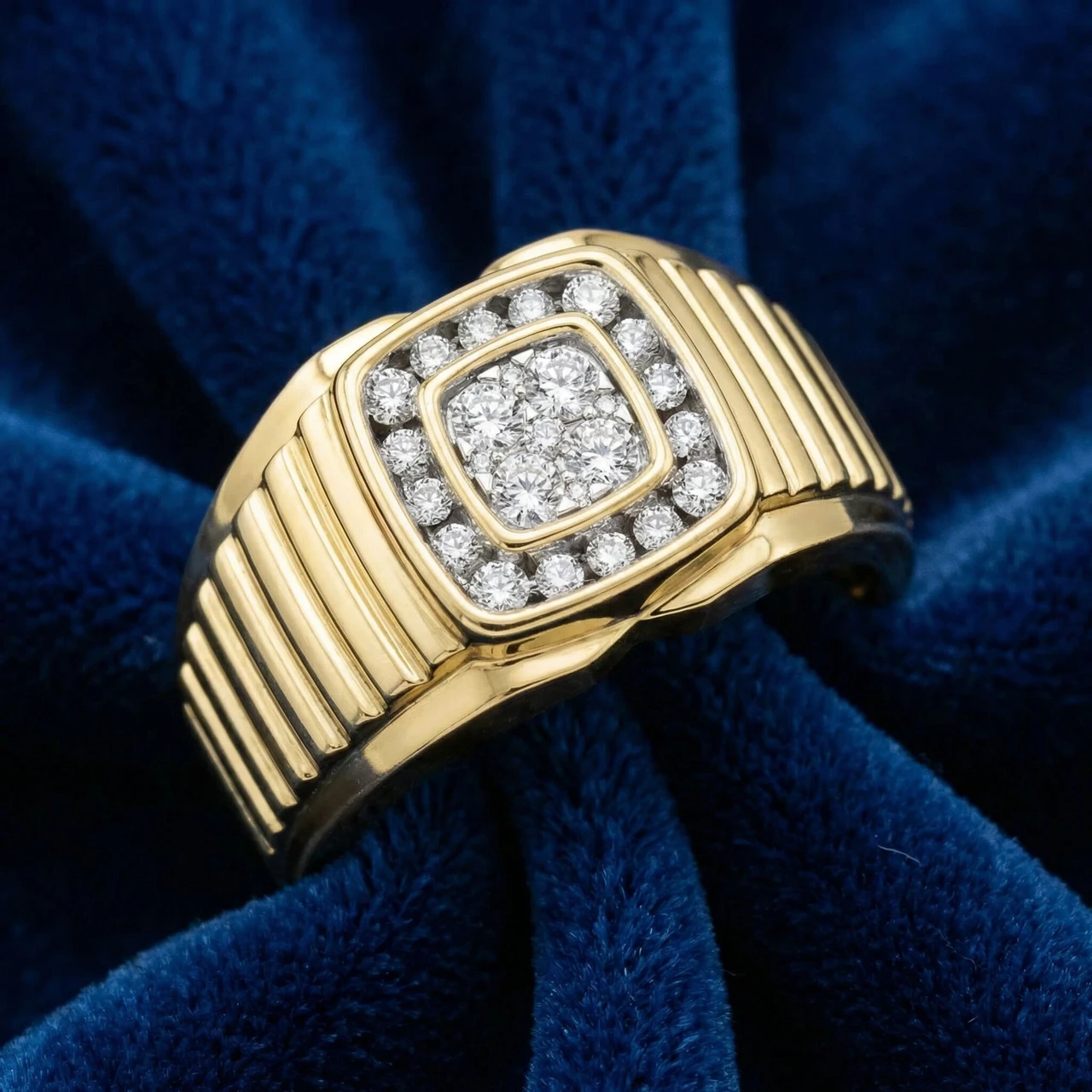 1/2 Ct Mens Diamond Ring Wide Polished Anniversary Band 10k Yellow Gold (G-H, I1)