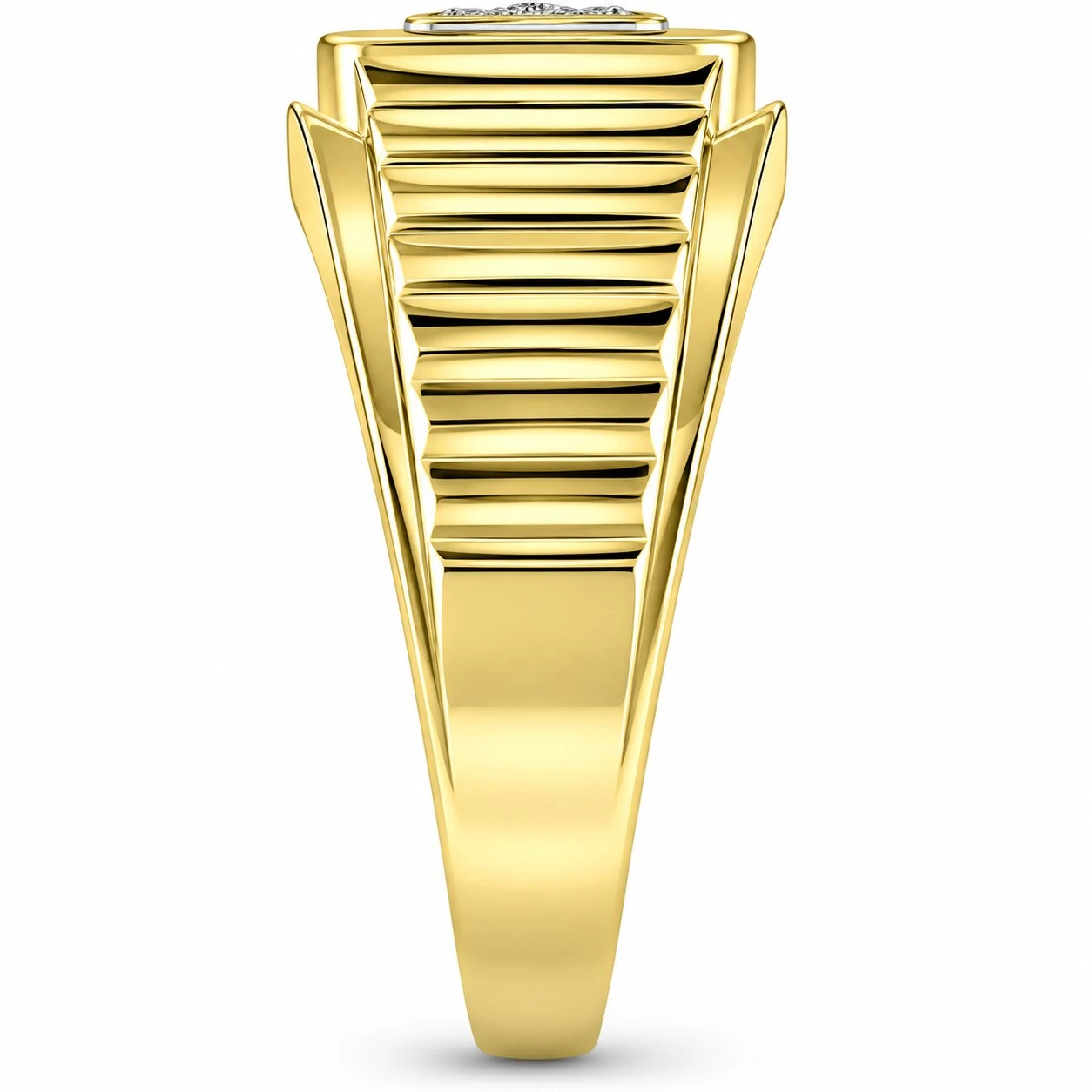1/2 Ct Mens Diamond Ring Wide Polished Anniversary Band 10k Yellow Gold (G-H, I1)