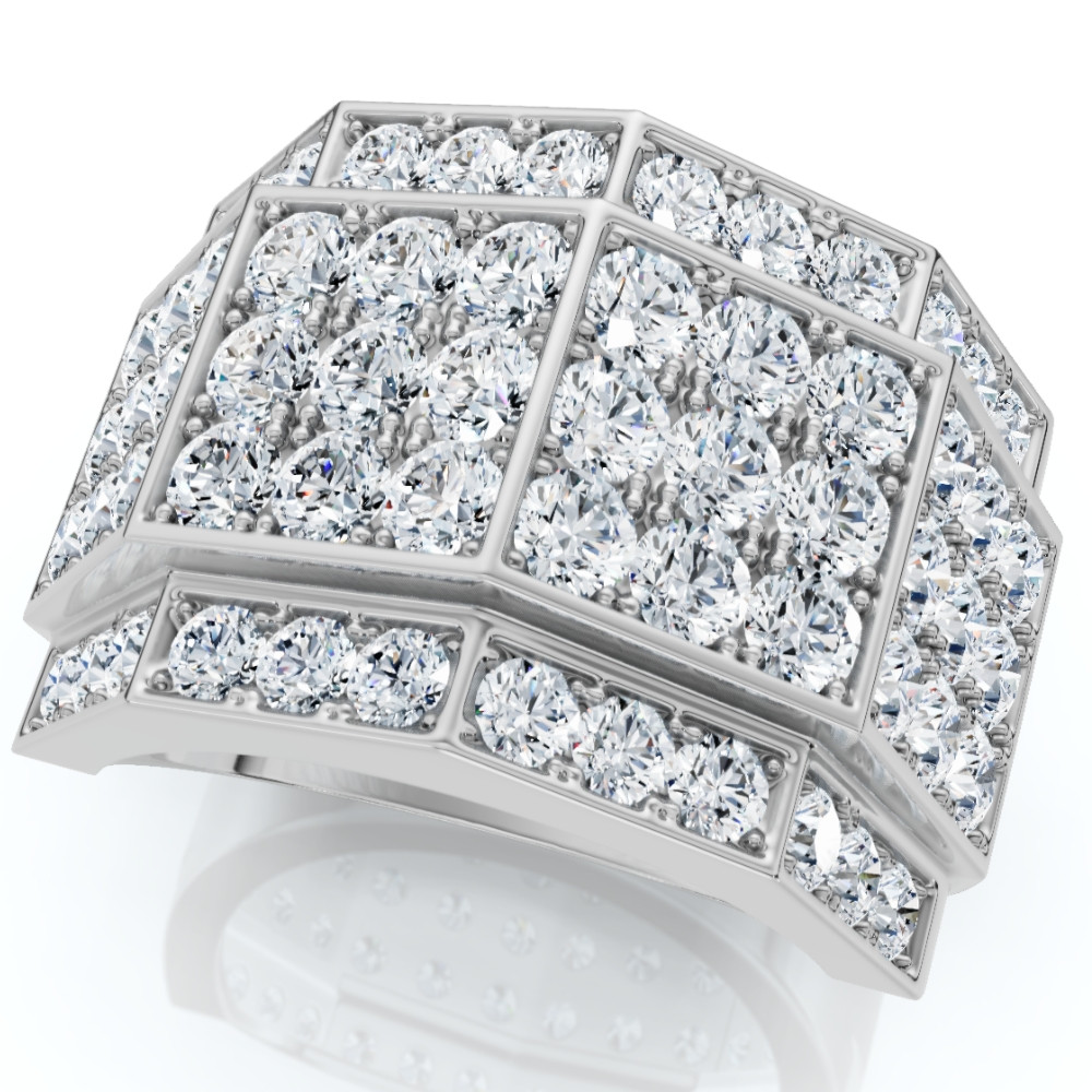3 Ct Diamond Men's Multi-Cluster Wide Ring in White or Yellow Gold (I-J, I2-I3)