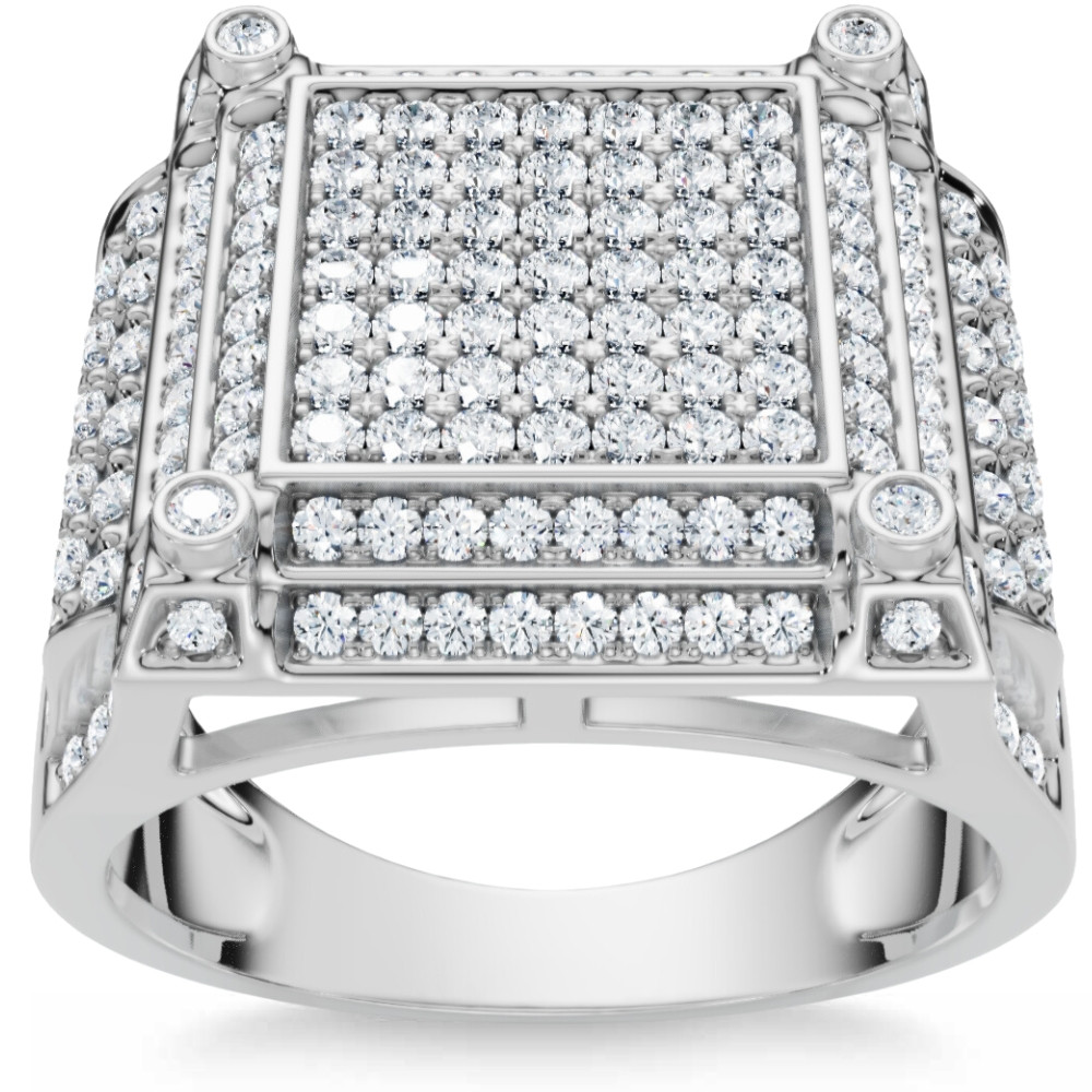 1 1/2 Ct Diamond Men's Multi-Cluster Wide Ring in White or Yellow Gold (I-J, I2-I3)