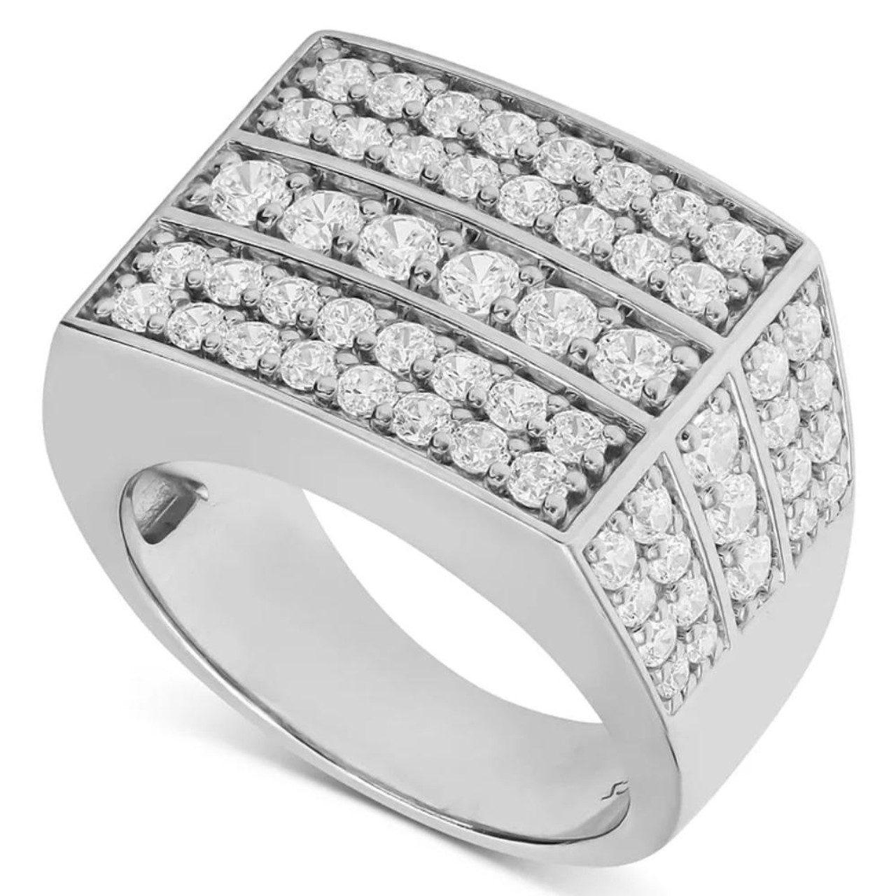 3 1/4 Ct Diamond Men's Multi-Cluster Wide Ring in White Gold (I-J, I2-I3) 3 1/4 Ct Diamond Men's Multi-Cluster Wide Ring in White Gold (I-J, I2-I3)