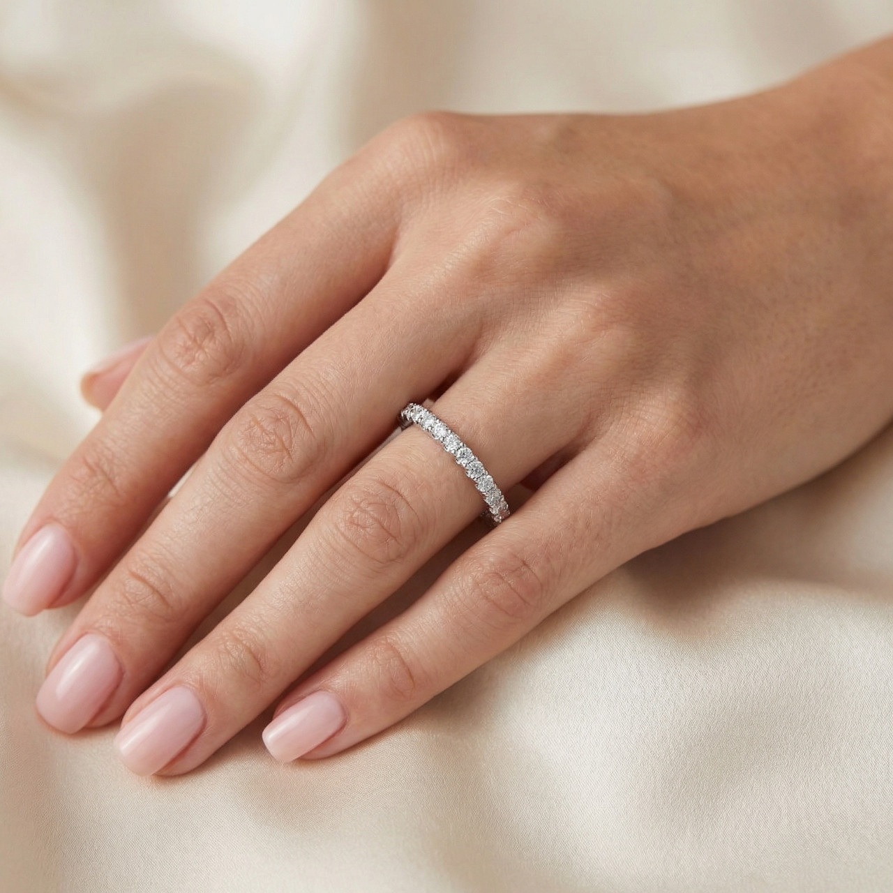 1/3Ct Diamond Eternity Ring Stackable Wedding Band Gold Lab Grown (F-G, VS)