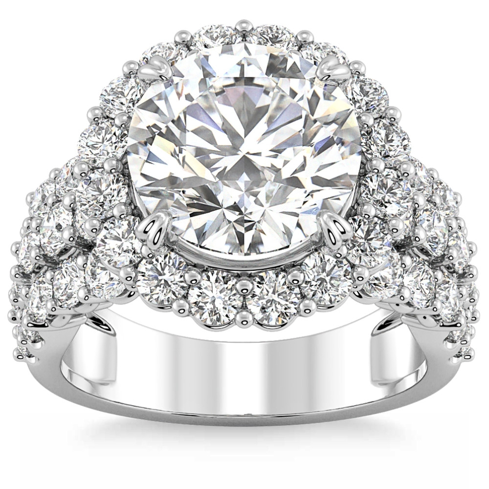 Certified 5Ct Diamond Multi Row Engagement Ring 14k Gold Lab Grown (G-H, VS2-SI1)