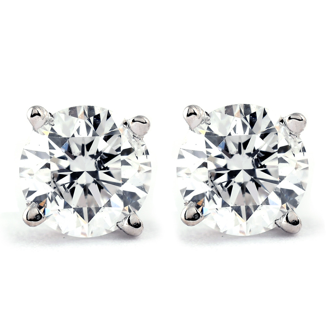 Certified 1.00Ct Natural Round Screw Back Diamond Studs 14k Gold (H-I, I2-I3)