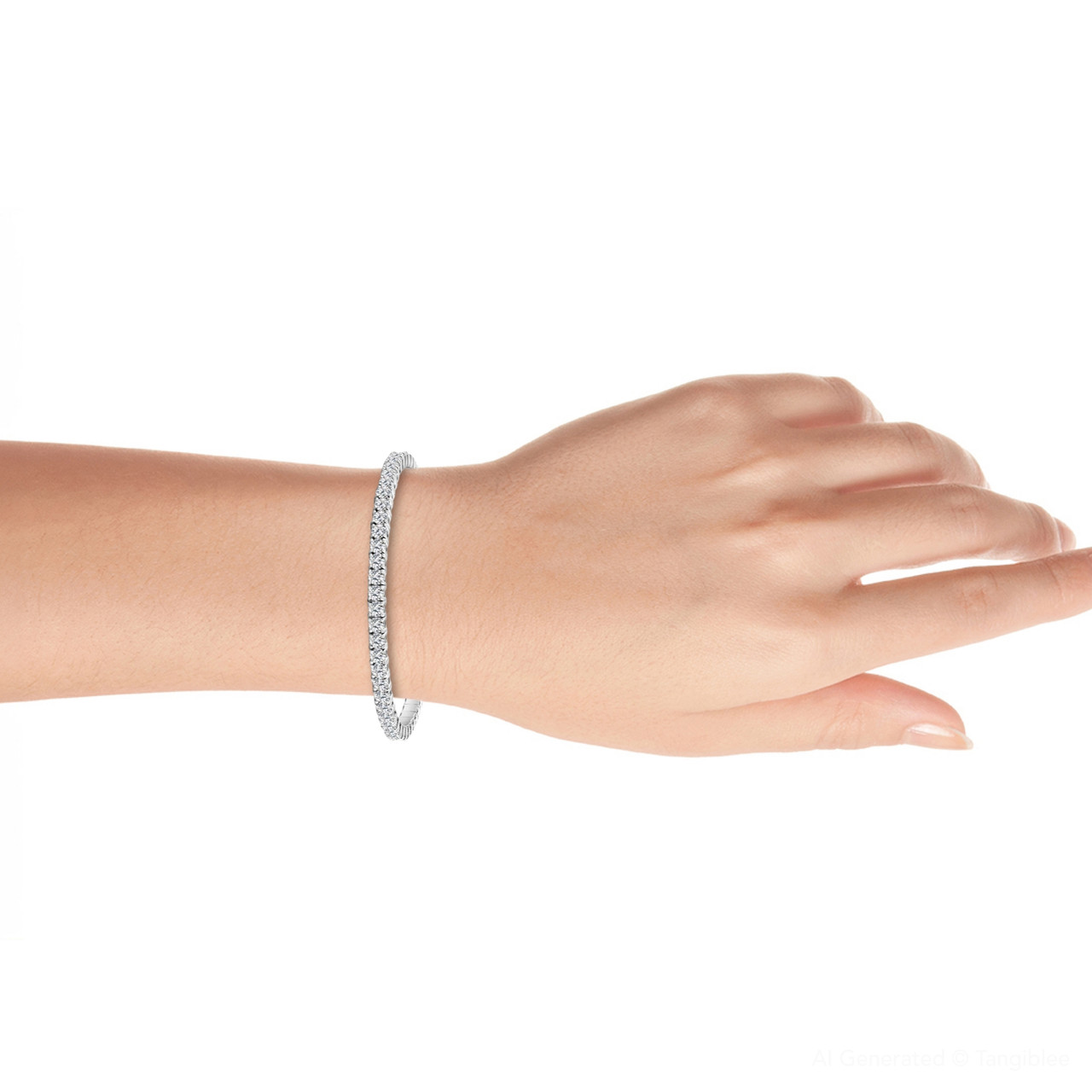 2 - 10Ct TW Flexible Diamond Bangle Tennis Bracelet Lab Grown 14k Gold (F-G, VS)