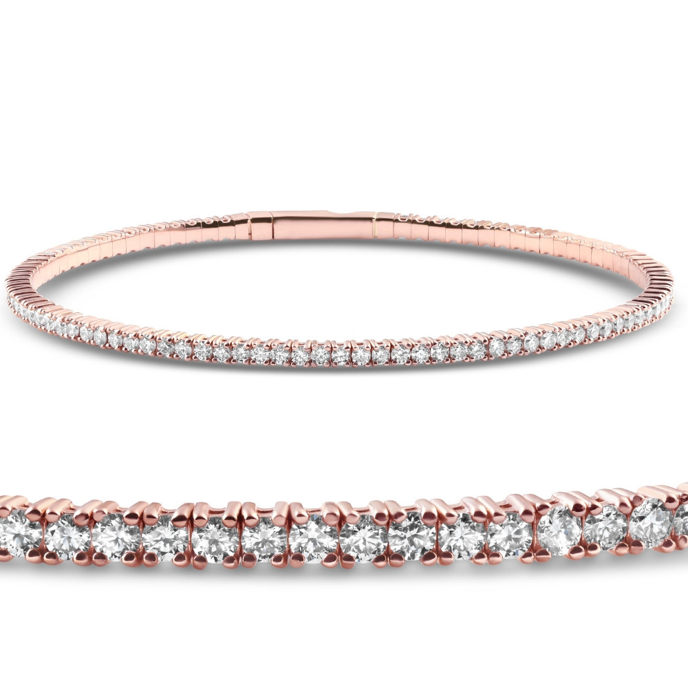 2 - 10Ct TW Flexible Diamond Bangle Tennis Bracelet Lab Grown 14k Gold