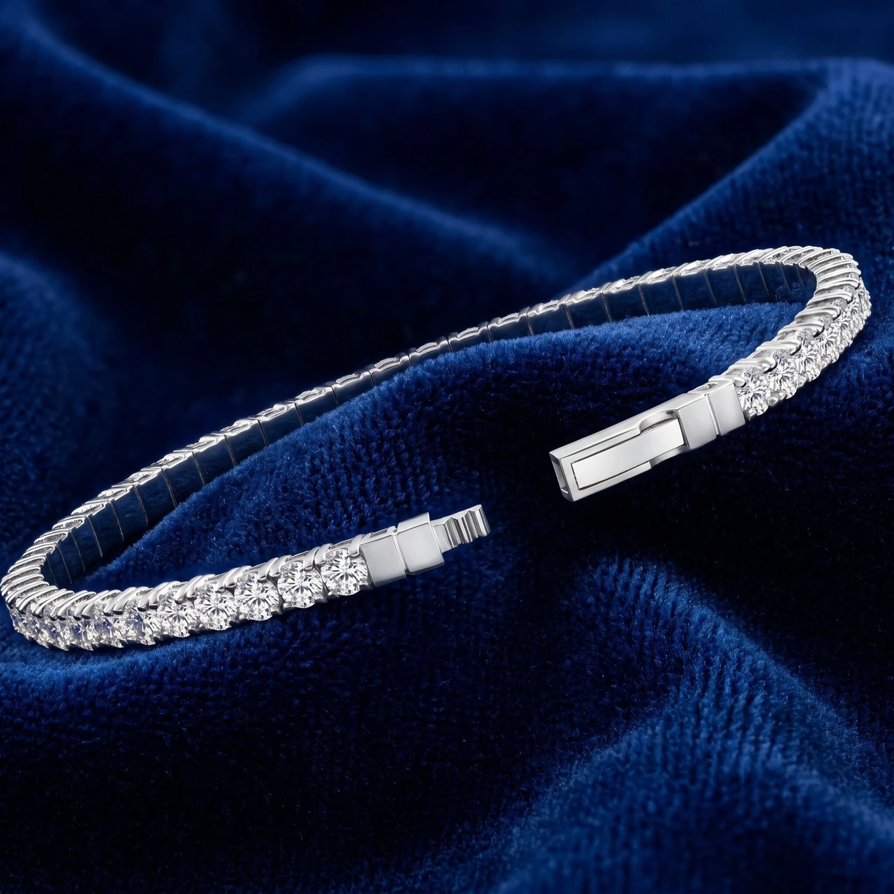 2 - 10Ct TW Flexible Diamond Bangle Tennis Bracelet Lab Grown 14k Gold (F-G, VS)