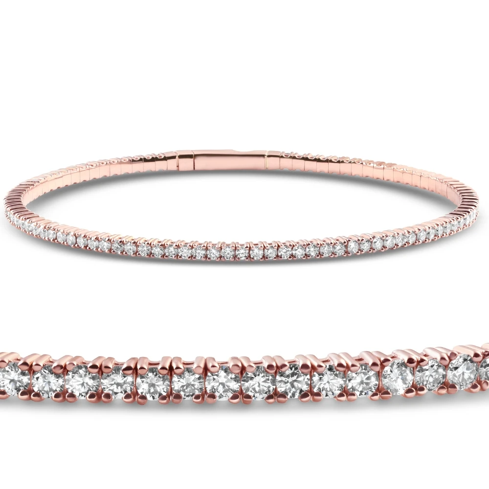 2 - 10Ct TW Flexible Diamond Bangle Tennis Bracelet Lab Grown 14k Gold (F-G, VS)