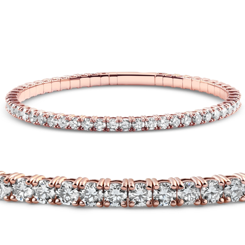 2 - 10Ct TW Flexible Diamond Bangle Tennis Bracelet Lab Grown 14k Gold (F-G, VS)