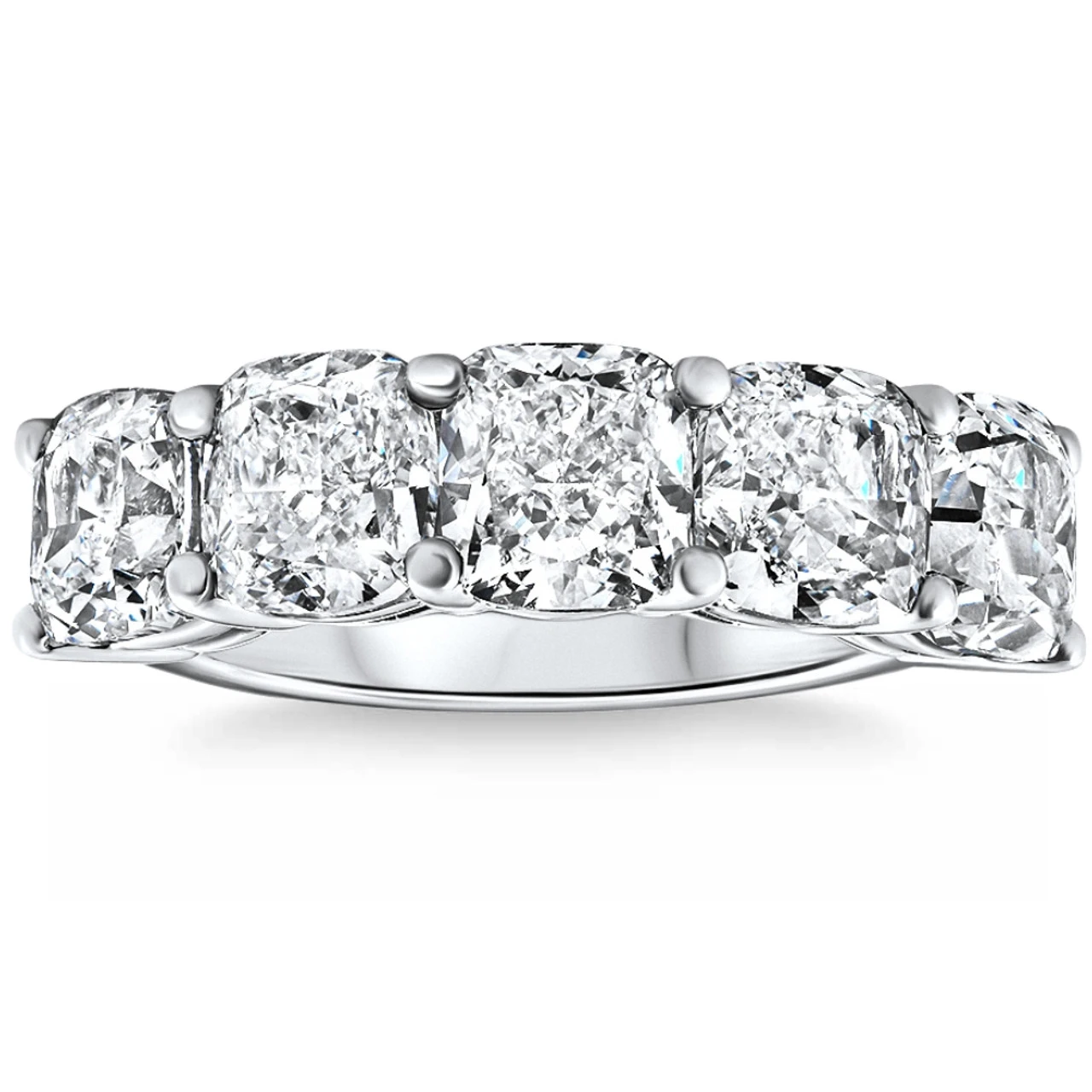 5 1/4Ct Cushion Cut 5-Stone Diamond Wedding Anniversary Ring 14k Gold Lab Grown (F-G, VS2-SI1)