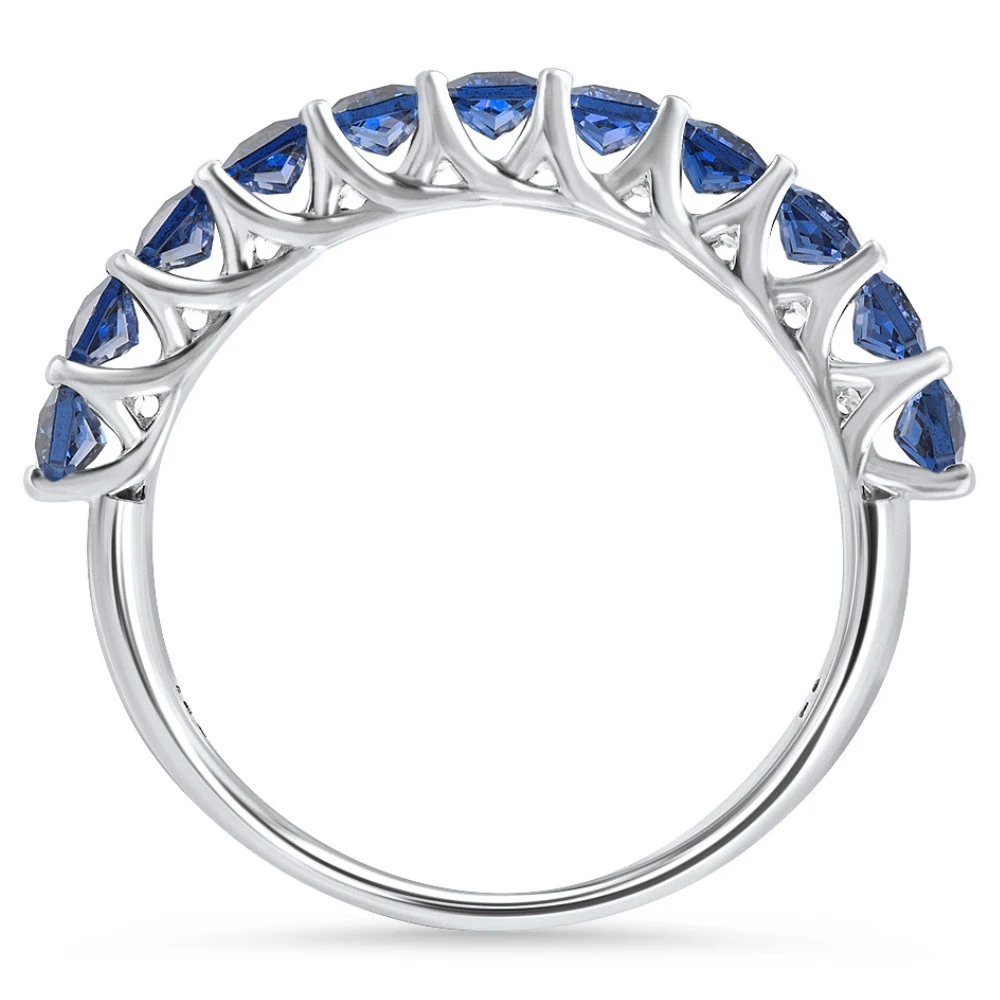 2.50Ct Blue Sapphire Wedding Anniversary Ring Stackable 14k White Gold Band