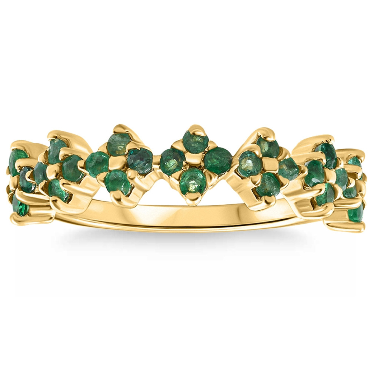 1/2Ct Natural Emerald Wedding Ring Anniversary Stackable 14k Yellow Gold Band