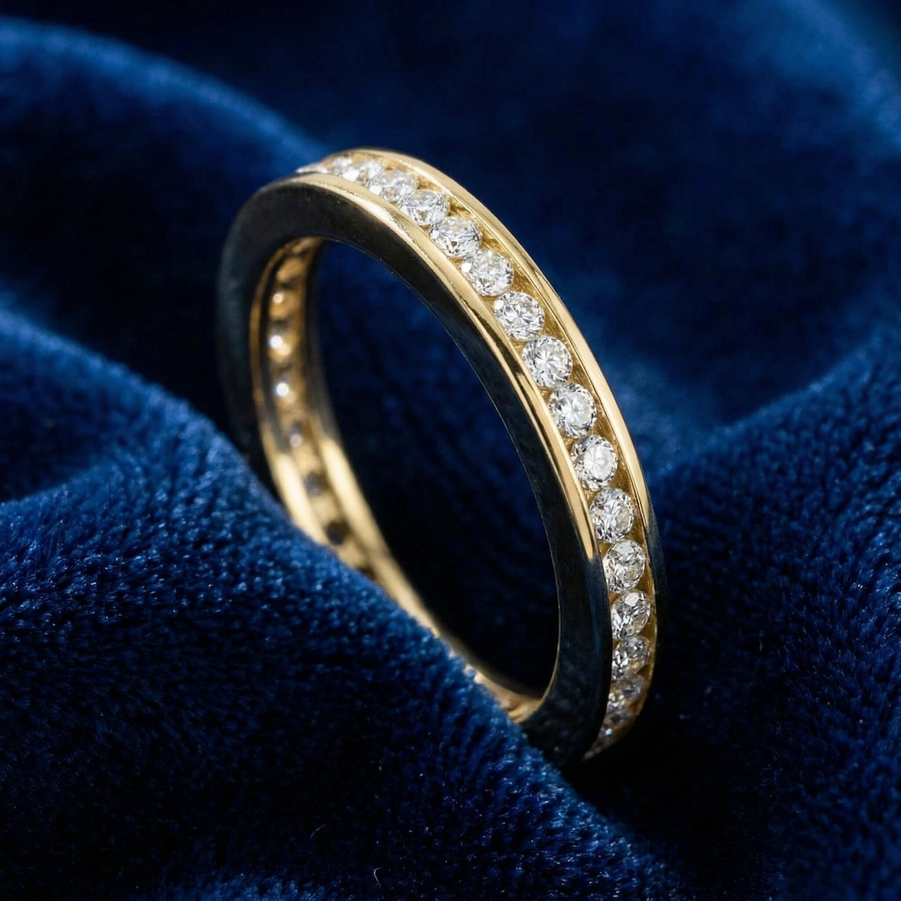 1/2Ct TW Channel Set Lab Grown Diamond Eternity Wedding Stackable Ring 14k Gold (F-G, VS)
