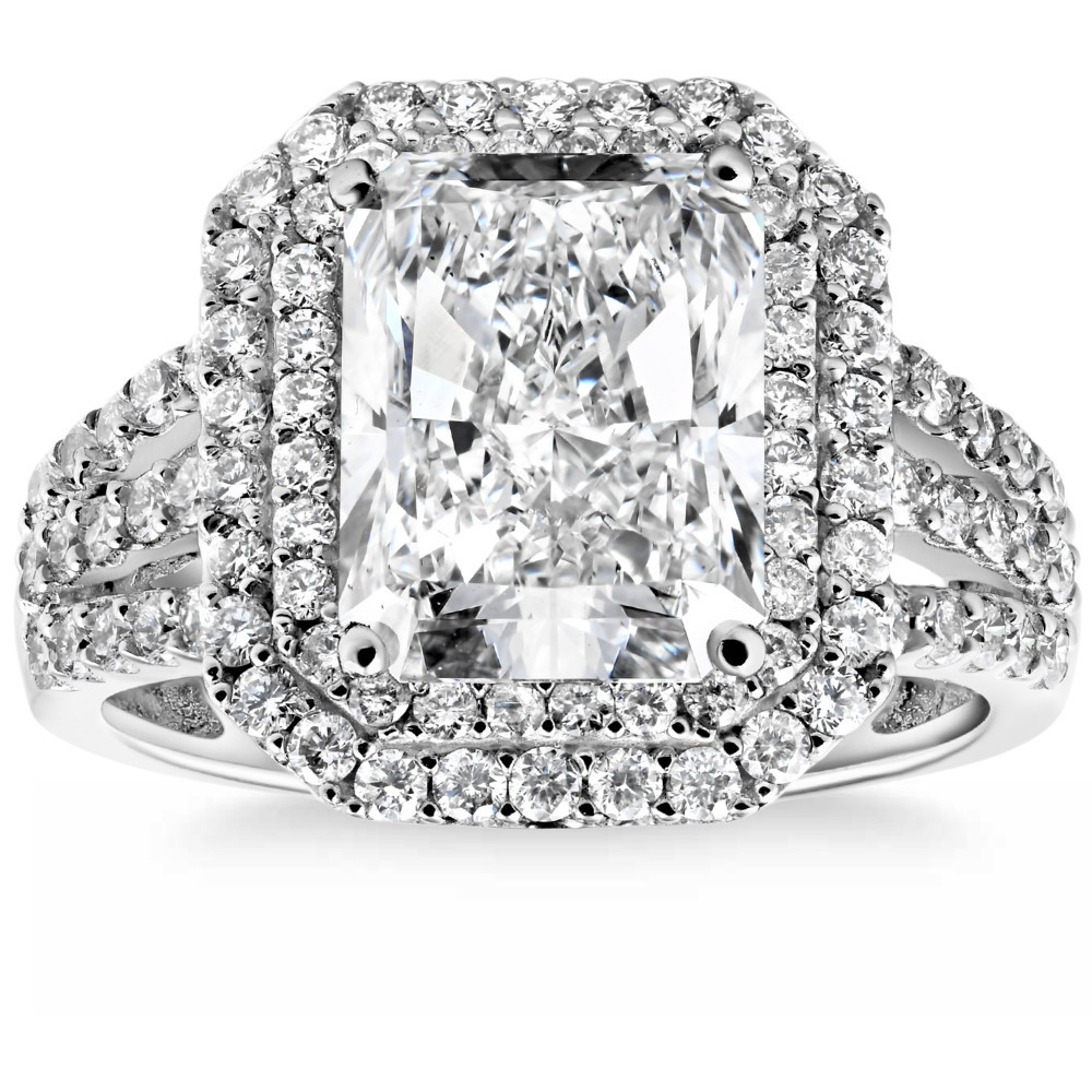 Certified 4 1/2Ct Radiant Cut Diamond Engagement Ring 14k Gold Lab Grown (G-H, VS)
