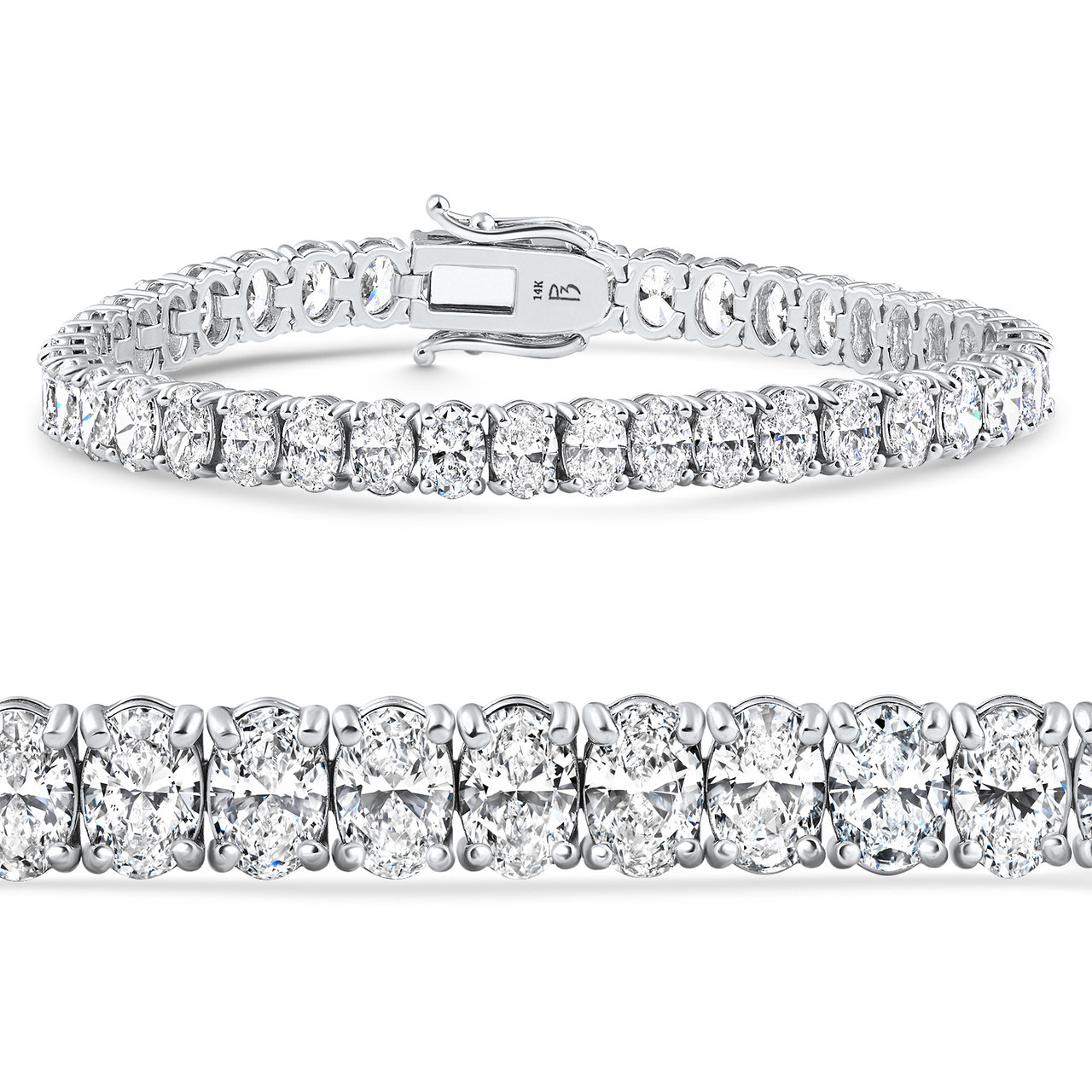 7 - 21Ct TW Oval Diamond Tennis Bracelet 14k Gold 7" Lab Grown (F-G, VS) 7 - 21Ct TW Oval Diamond Tennis Bracelet 14k Gold 7" Lab Grown (F-G, VS)