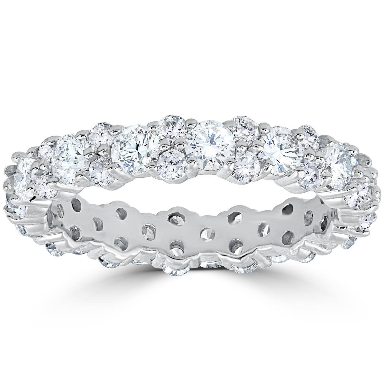 1 7/8 cttw Diamond Eternity Wedding Ring Stackable Band 14k White Gold (H-I, I1)