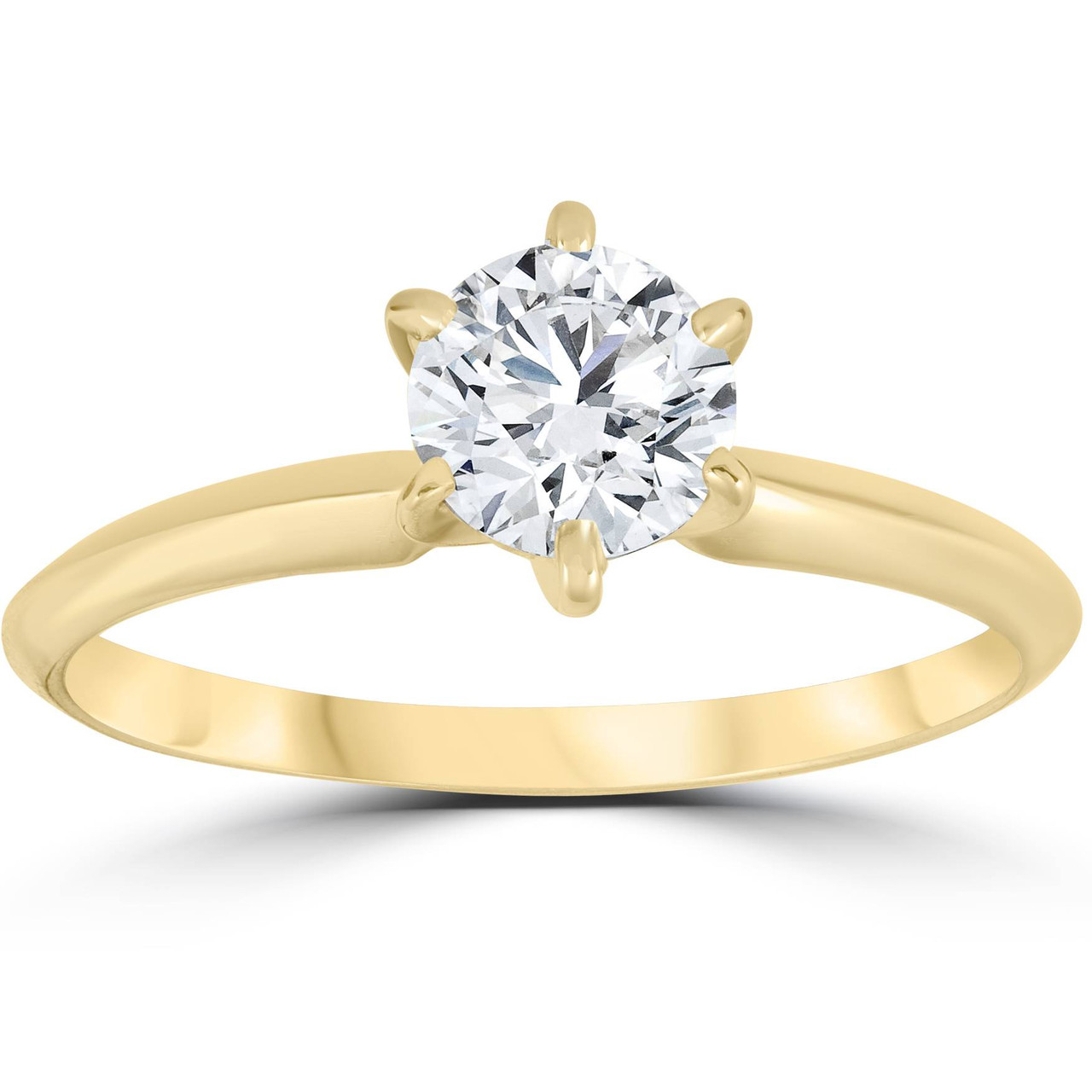 14k Yellow Gold 3/4ct Round Solitaire Diamond Engagement Ring (G-H, I1)