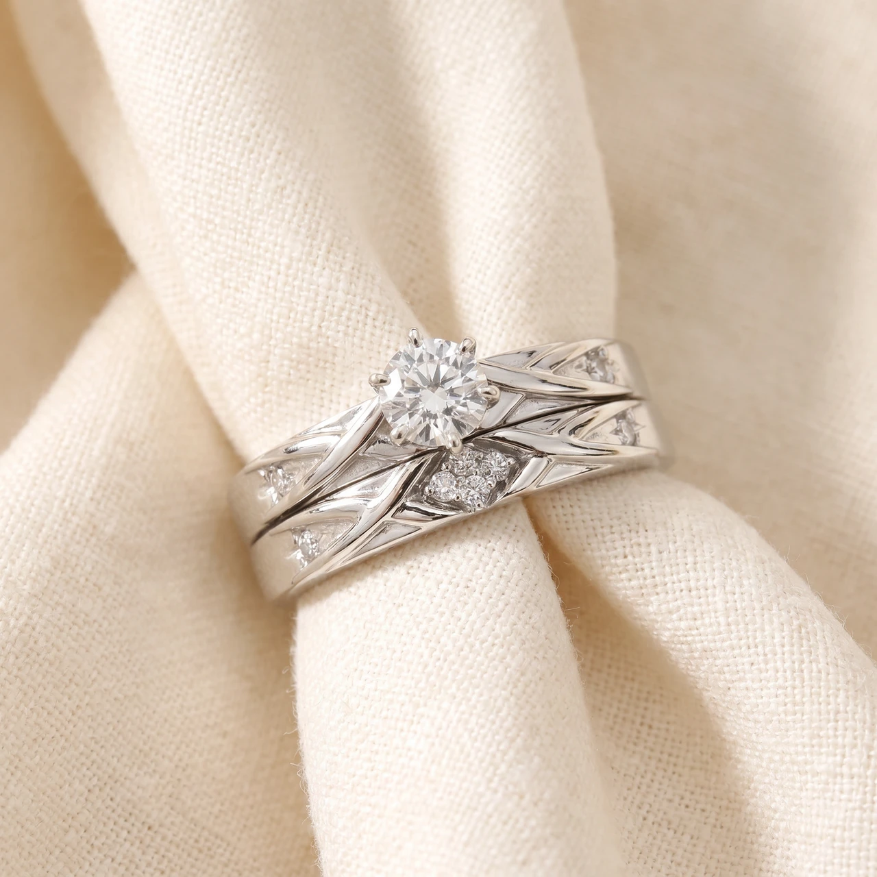 1/3ct Diamond Engagement Wedding Ring Set 14K White Gold (H-I, I1)