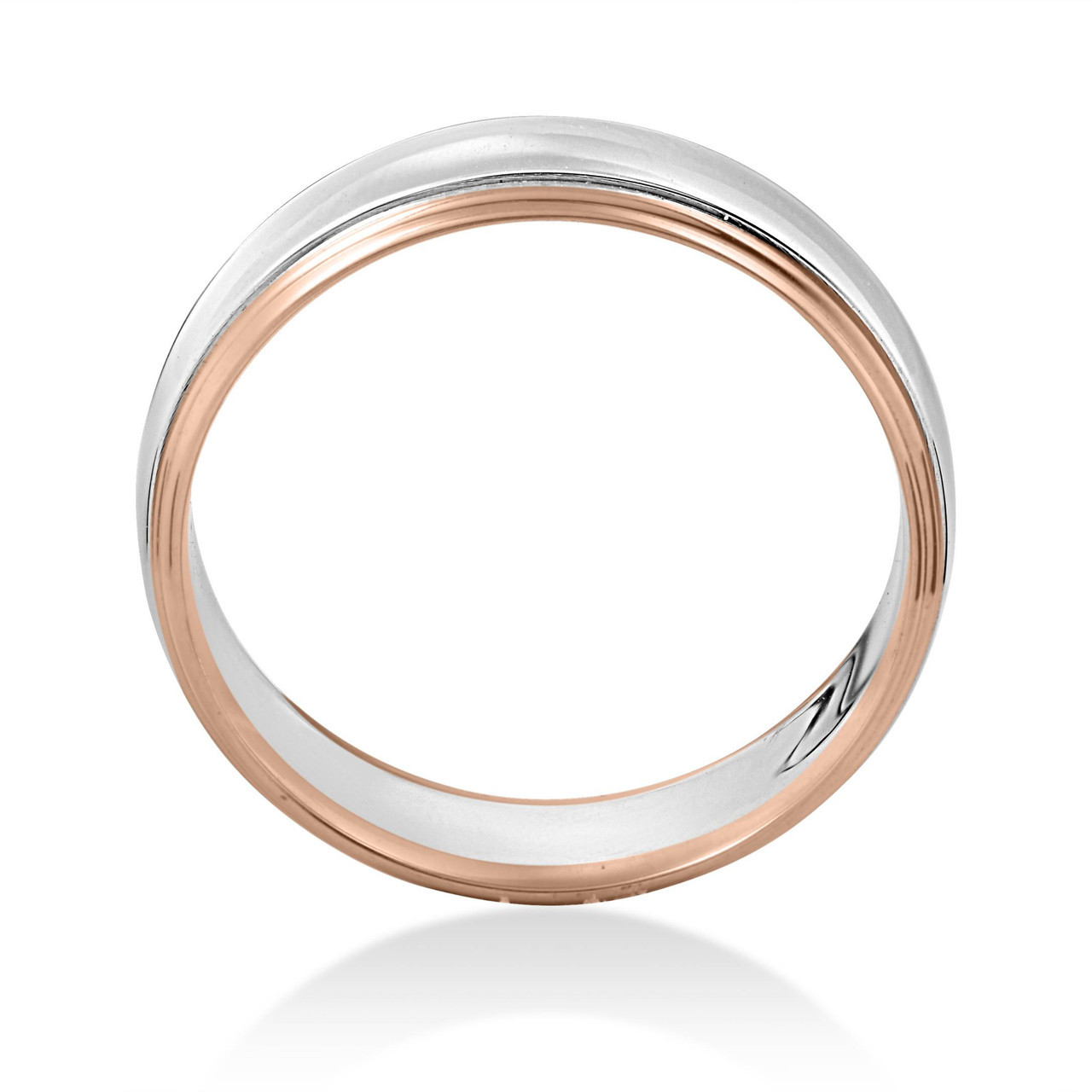 Mens 14k Gold Two Tone 6mm Plain Comfort Wedding Band