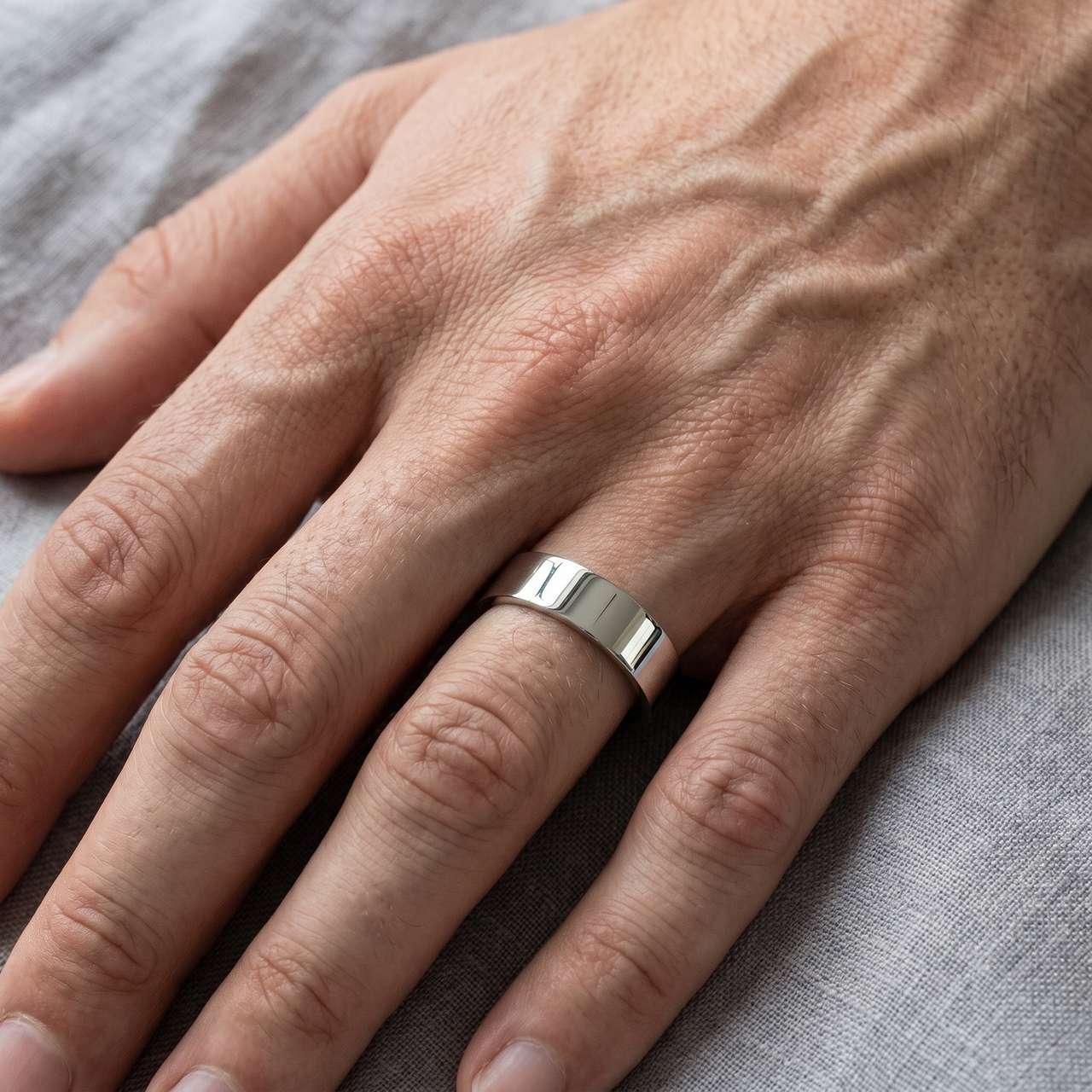 950 Platinum 5mm Flat Comfort Fit Wedding Band Ring