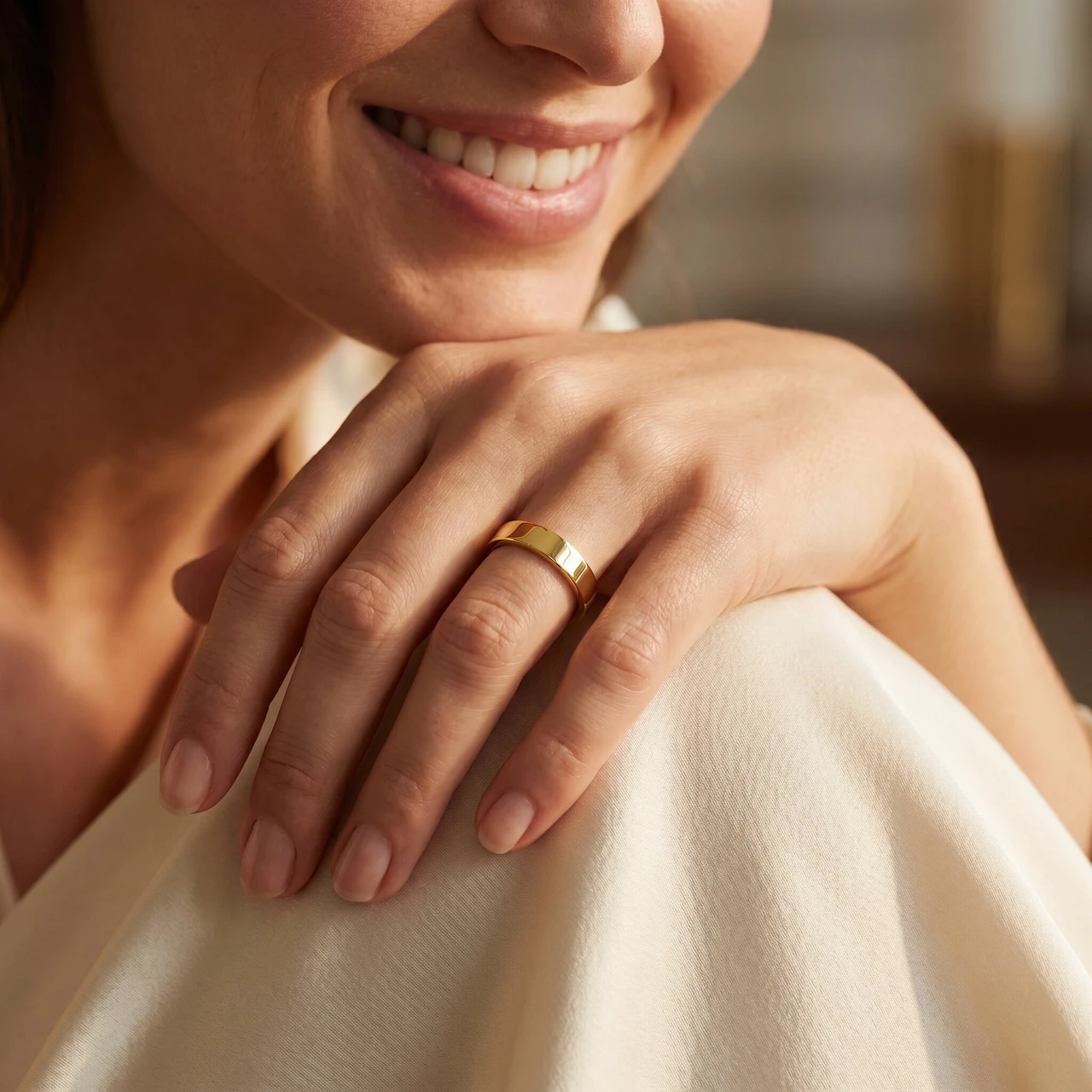 3mm Flat High Polished Wedding Band 14K Yellow Gold