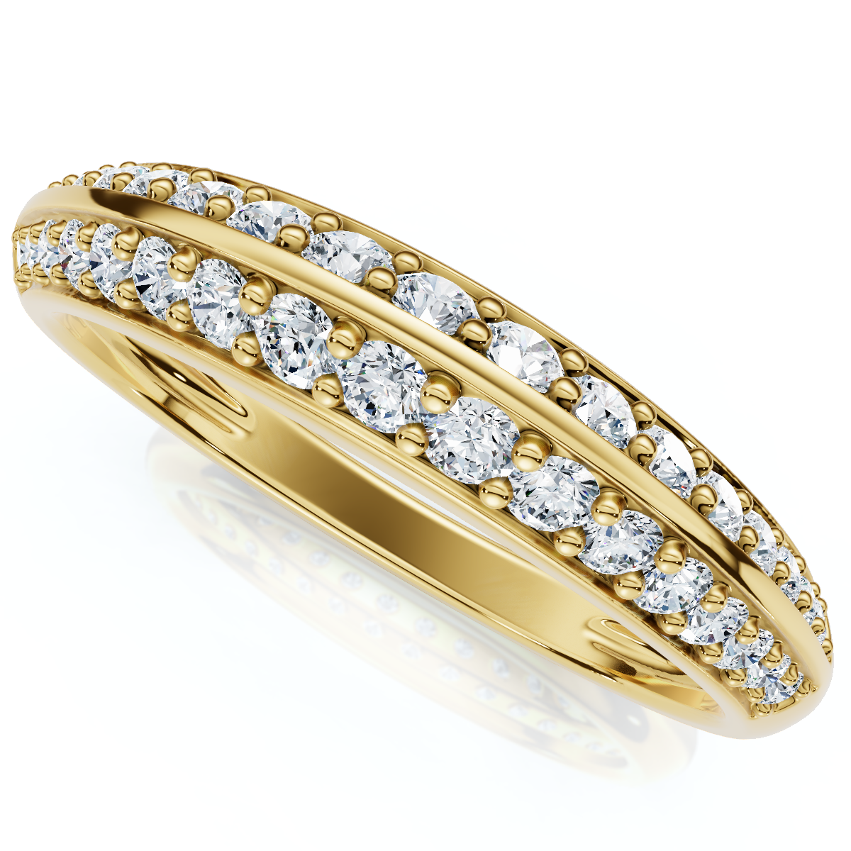 F/VS .39Ct Double Row Pave Diamond Wedding Ring 14k Gold Lab Grown (E-F, VS)