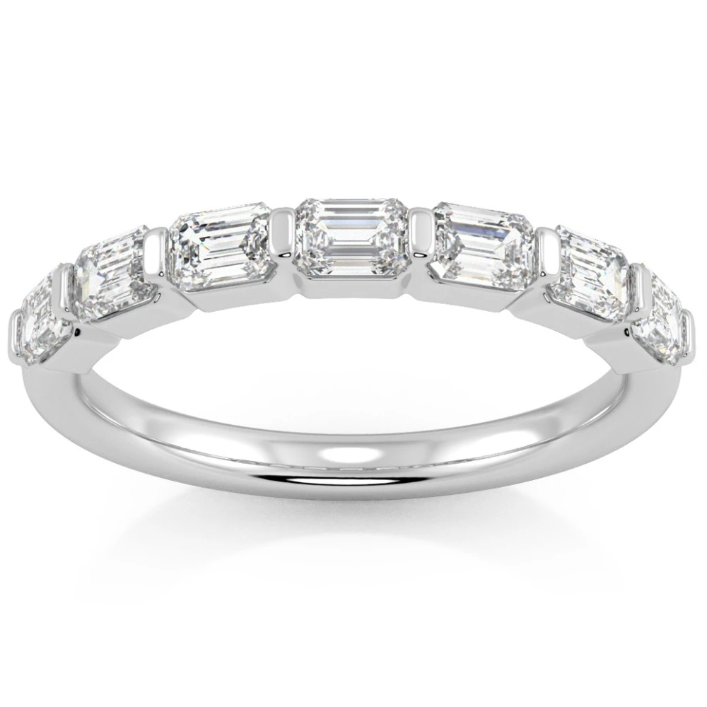 1 Ct Emerald Cut Diamond East To West Wedding Stackable Ring 14k Gold Lab Grown (F-G, VS)