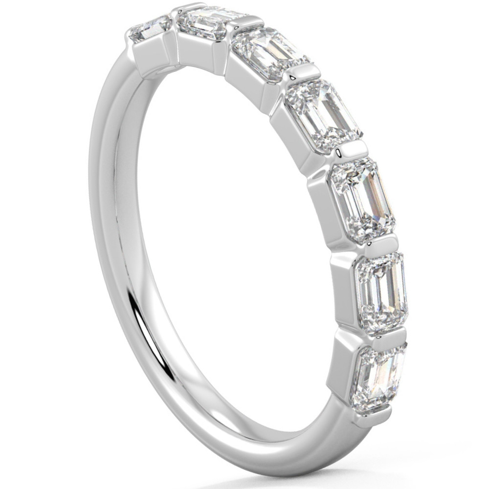 1 Ct Emerald Cut Diamond East To West Wedding Stackable Ring 14k Gold Lab Grown (F-G, VS)