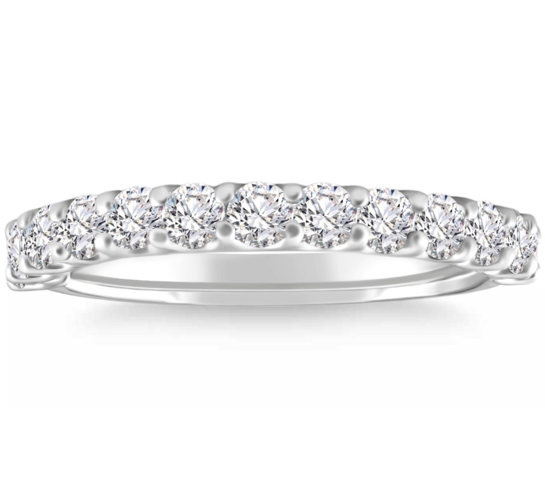 1Ct TW Round Cut Diamond U Prong Wedding Ring Stackable Band 14k Gold Lab Grown (F-G, VS2-SI1)