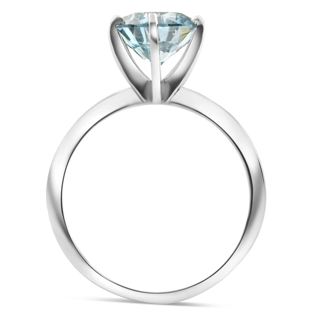 1 - 4Ct Solitaire Blue Diamond Engagement Ring 14k Gold Lab Grown (Blue, VS2-SI1)