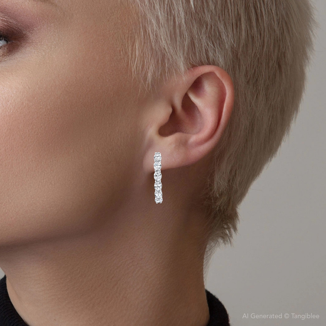 1 - 5Ct Diamond Oval Shape Hoops 14k Gold Lab Grown Women's Earrings