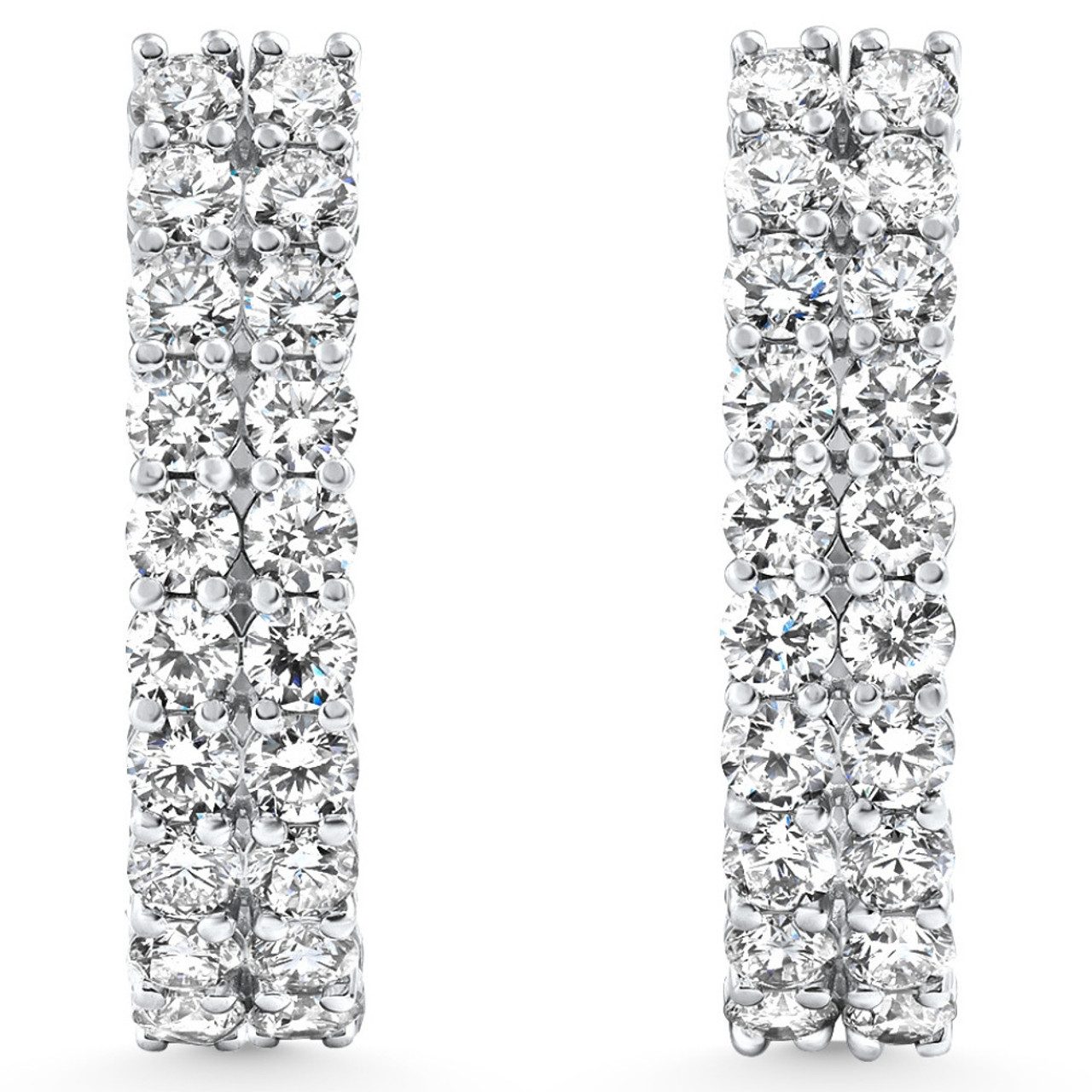 1 - 5 Ct Double Row Diamond Hoops 14k Gold Lab Grown Women's Earrings 1 - 5 Ct Double Row Diamond Hoops 14k Gold Lab Grown Women's Earrings